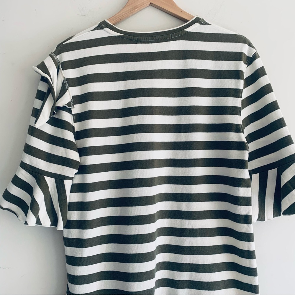 COOP by Frelise Cooper Khaki White Stripe Knee Length T Shirt Dress Women's SM - Picture 14 of 16